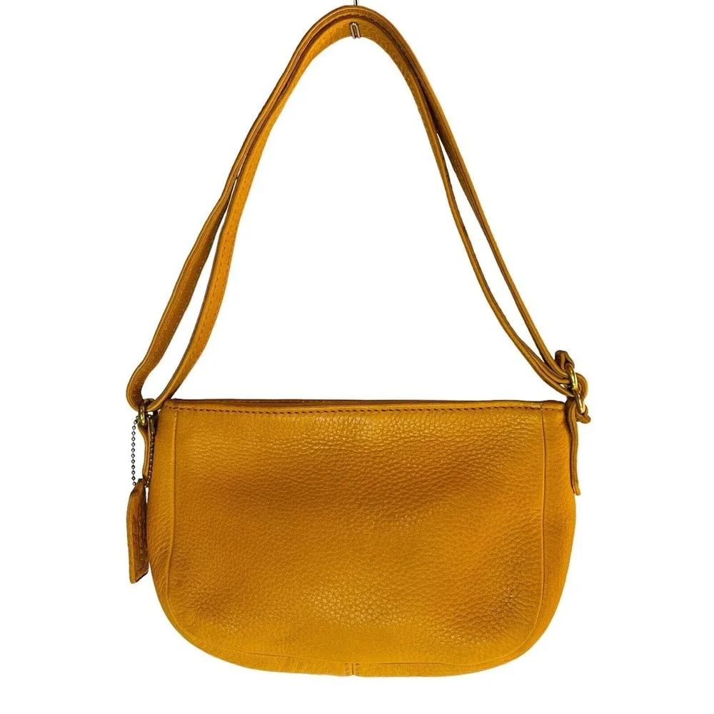 Vintage COACH Marigold Yellow Leather Shoulder Purse Handbag Hobo Adjustable - Picture 1 of 12